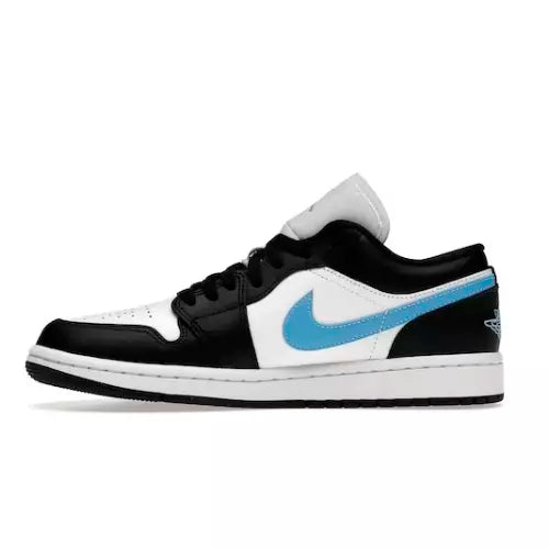 Jordan 1 low, black university blue white (W)