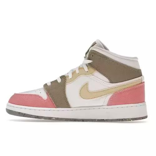 Jordan 1 mid, pastel vivid green grid (GS)