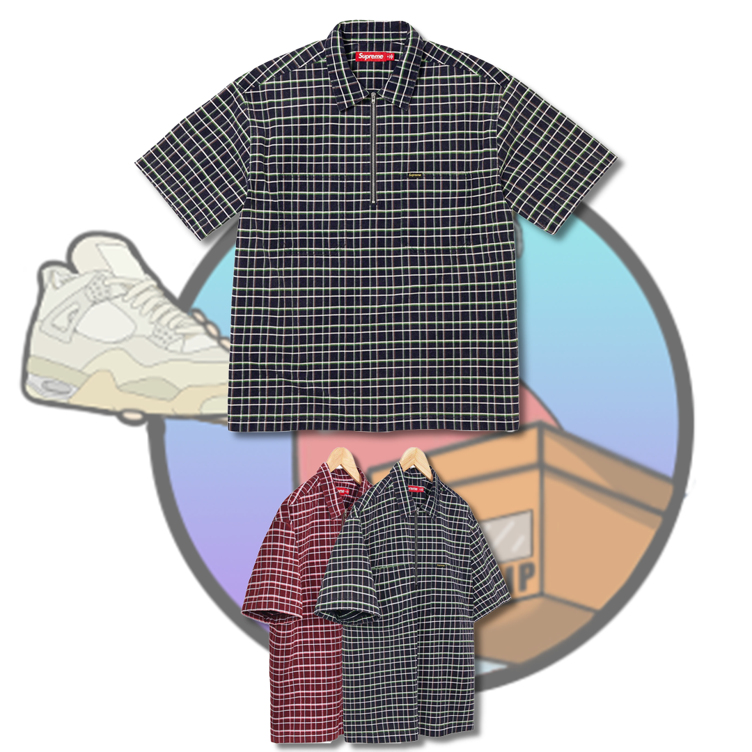 Plaid Corduroy Half Zip S/S Shirt